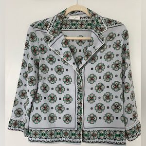 Sandro Blue Paisley Print V-neck